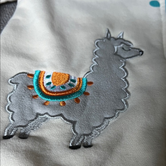 Doodle Pants Cream Hoodie with Orange and Blue Highlights - Picture 4 of 6